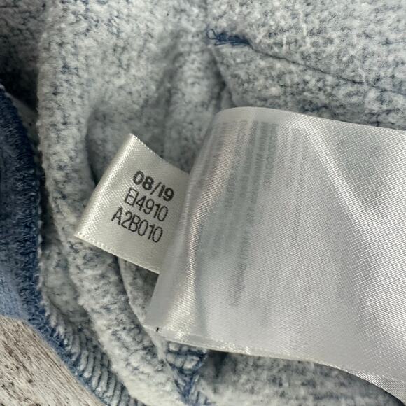 Adidas Essentials 3 Stripes Blue White Mens M Spellout Pullover Track Hoodie - Picture 6 of 11